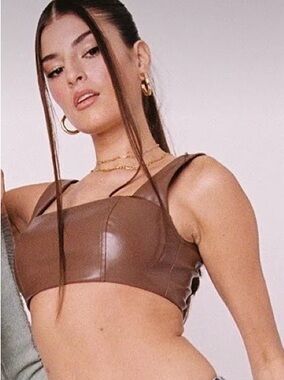 EdikFaux Leather Crop Tank Top - Women